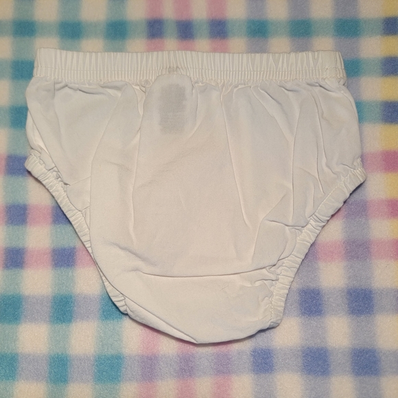 CARTER'S ♡ Sweet Pair of Solid White Cotton Elastic Diaper Cover Bottoms 6M - Picture 2 of 3